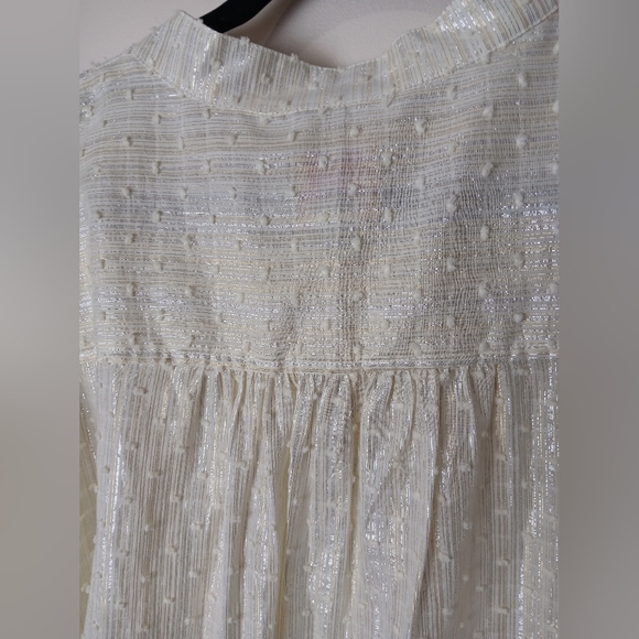 Ruby Rd. Women's Roll Sleeve Cream Shimmer Plus Size Blouse 3X - Picture 5 of 9